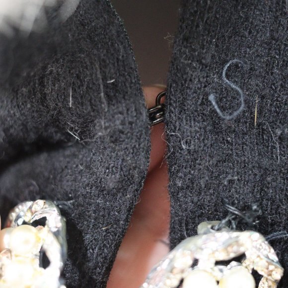 Vintage Hadley Real Mink Fur Collar Black 100% Cashmere Cardigan Sweater LG - Picture 5 of 12